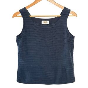 TALBOTS vintage silk horizontal textured stripes black top Size 4